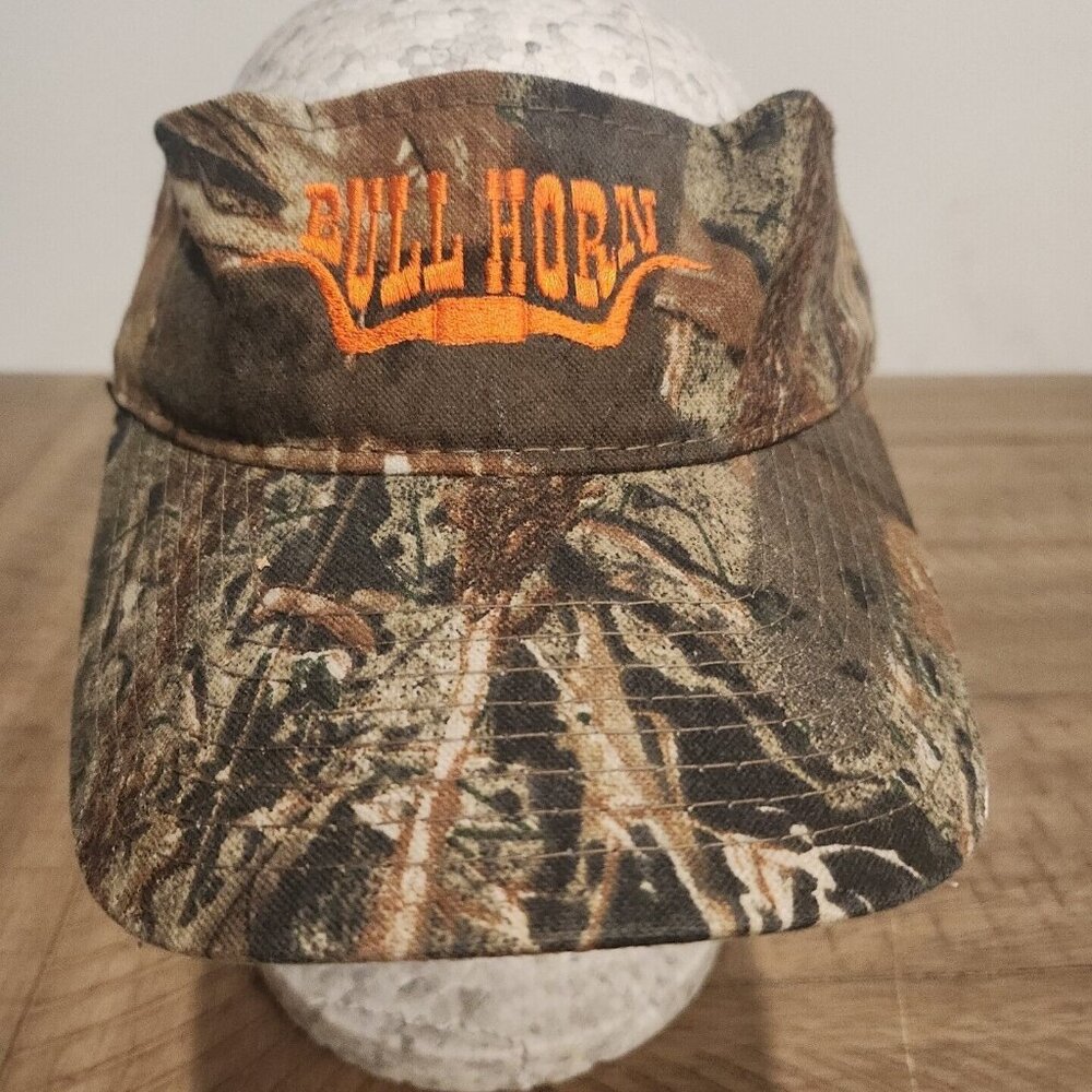 Bull Horn Visor Hat Camo Camouflage Orange Longhorn Adjustable